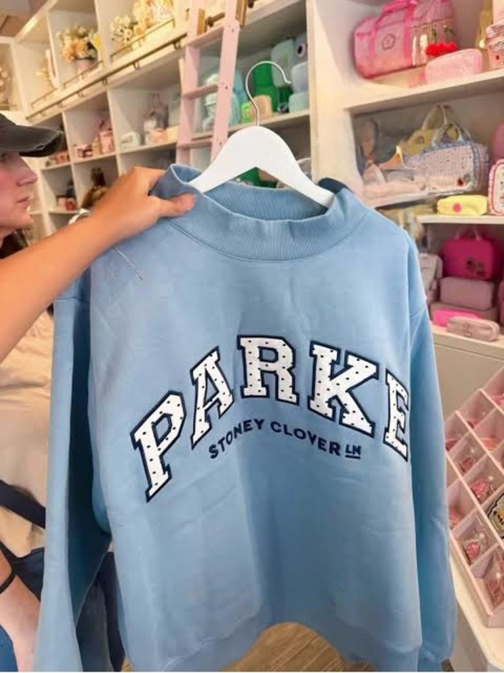 NWT Parke x Stoney Clover Lane Blue Polka Dot Mock Neck Limited Edition